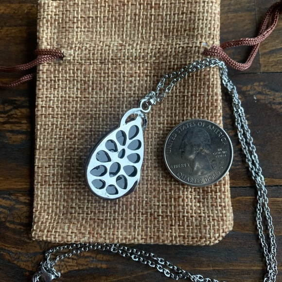 Brand New Black Obsidian Drop Pendant with Stainless steel Chain - Picture 4 of 4